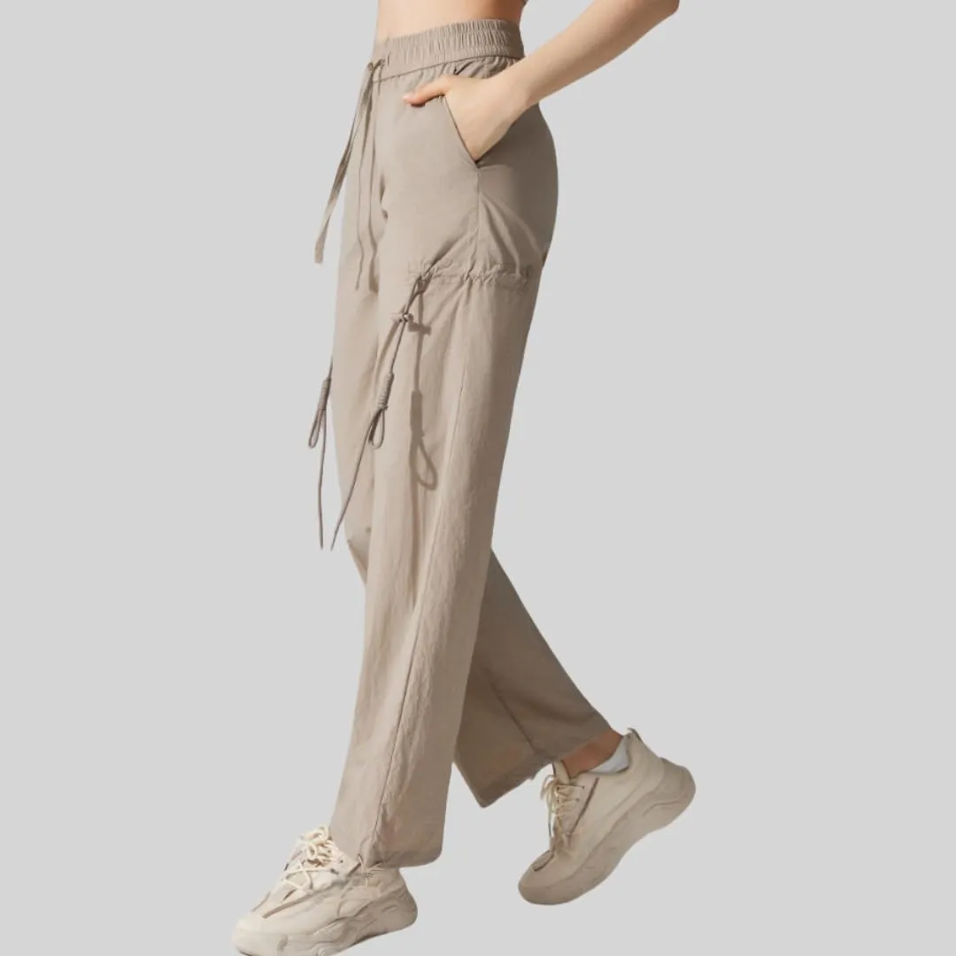 Women's High-Waisted Outdoor Hiking Pants,Windproof, Water-Resistant, Adjustable Cuffs for Yoga,Travel