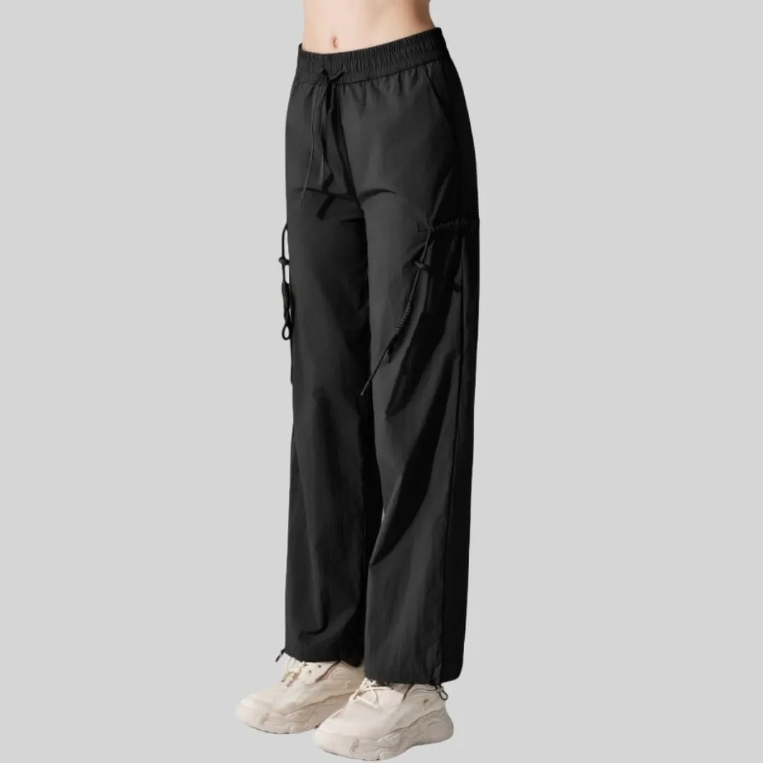 Women's High-Waisted Outdoor Hiking Pants,Windproof, Water-Resistant, Adjustable Cuffs for Yoga,Travel