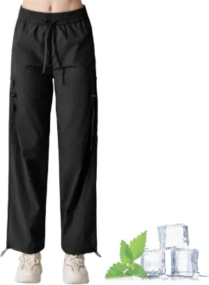 Women's High-Waisted Outdoor Hiking Pants,Windproof, Water-Resistant, Adjustable Cuffs for Yoga,Travel