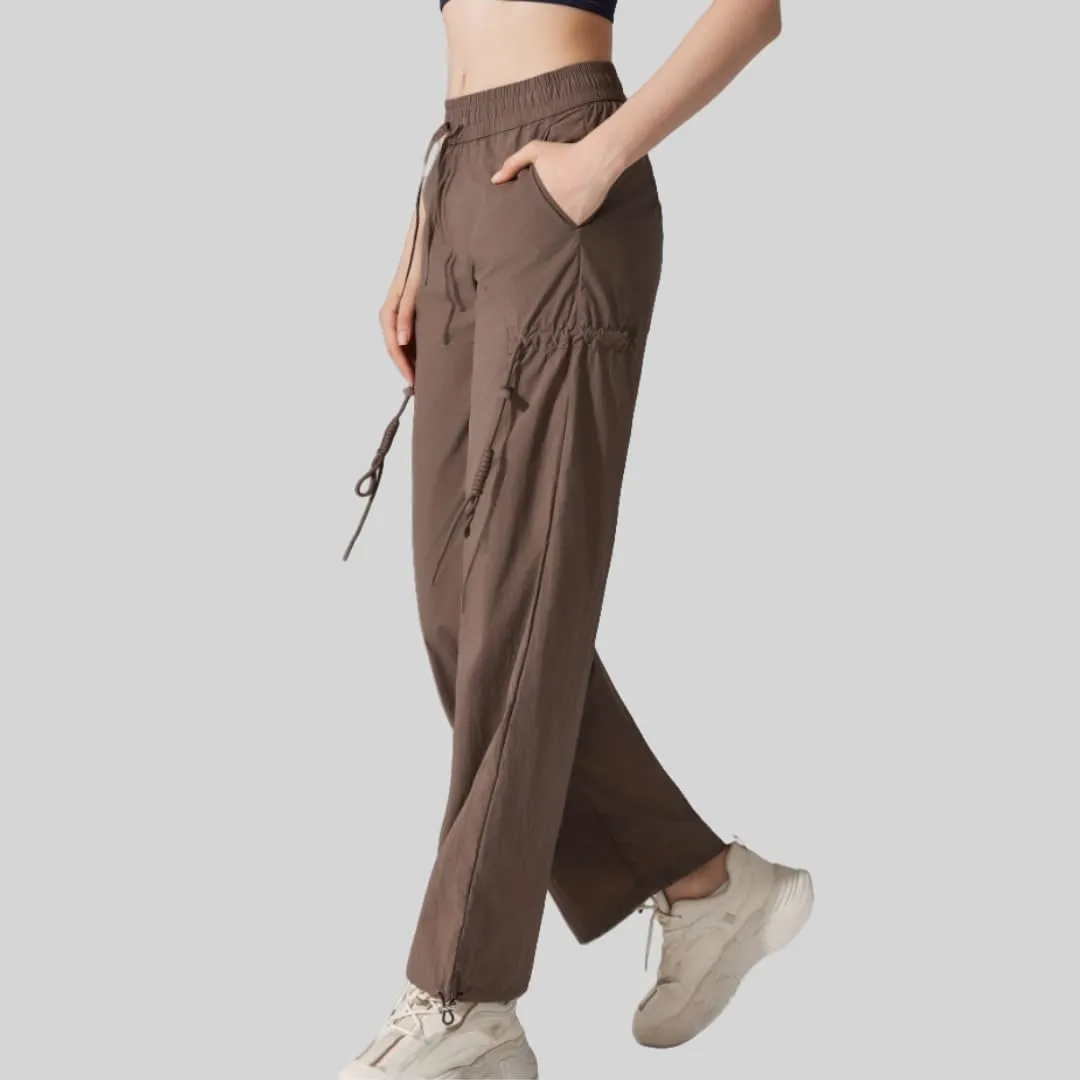 Women's High-Waisted Outdoor Hiking Pants,Windproof, Water-Resistant, Adjustable Cuffs for Yoga,Travel