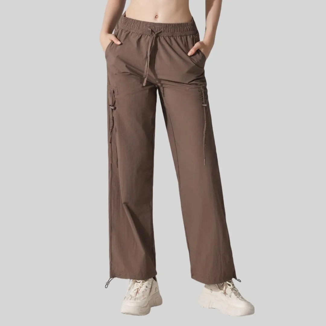 Women's High-Waisted Outdoor Hiking Pants,Windproof, Water-Resistant, Adjustable Cuffs for Yoga,Travel