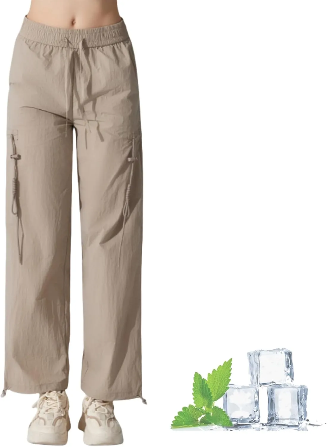 Women's High-Waisted Outdoor Hiking Pants,Windproof, Water-Resistant, Adjustable Cuffs for Yoga,Travel