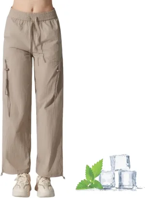Women's High-Waisted Outdoor Hiking Pants,Windproof, Water-Resistant, Adjustable Cuffs for Yoga,Travel