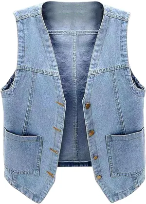 Womens Jean Vest Jackets Lightweight Sleeveless Denim Jackets Button Down Casual Fashion 2024 Fall Fashion Vest Coat