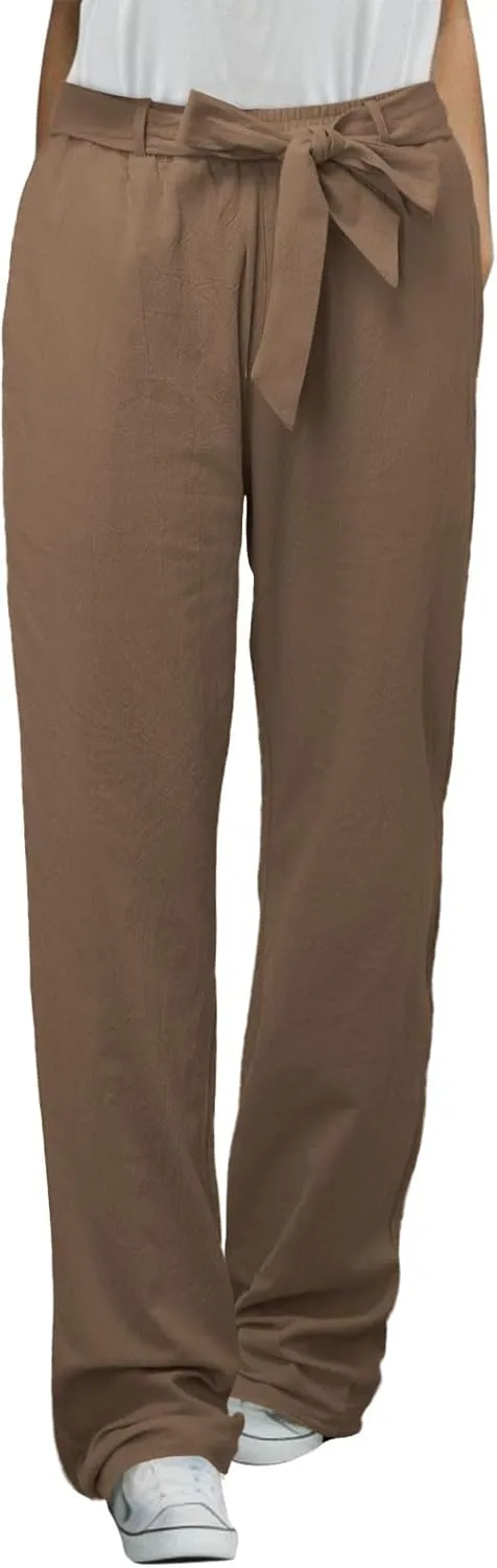 Women's Linen Blend Summer Solid Palazzo Pants High Waist Straight Plus Size Palazzo Lounge Pants Vacation