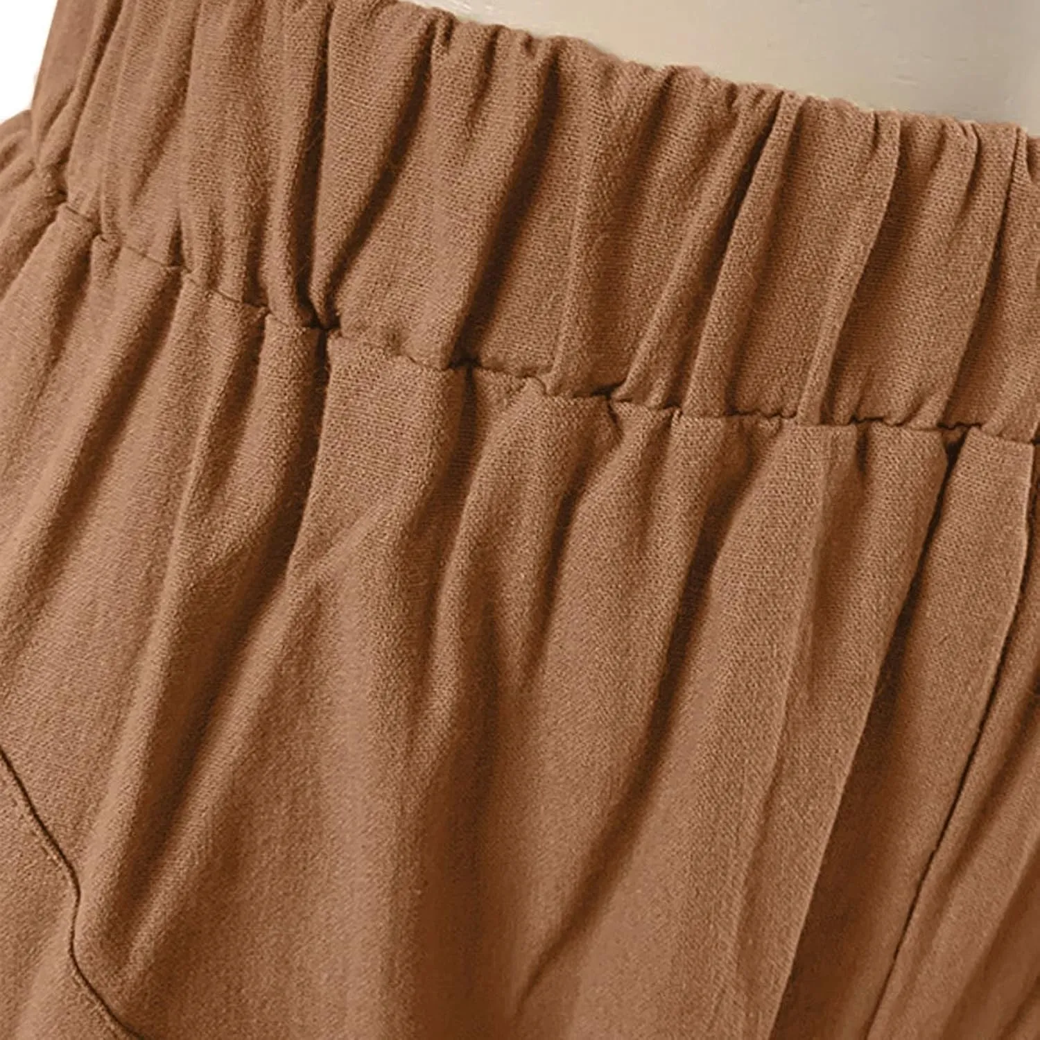 Women's Linen Summer Y2K Streetwear Pants High Waist Baggy Stretchy Loose Fit Pants Trendy