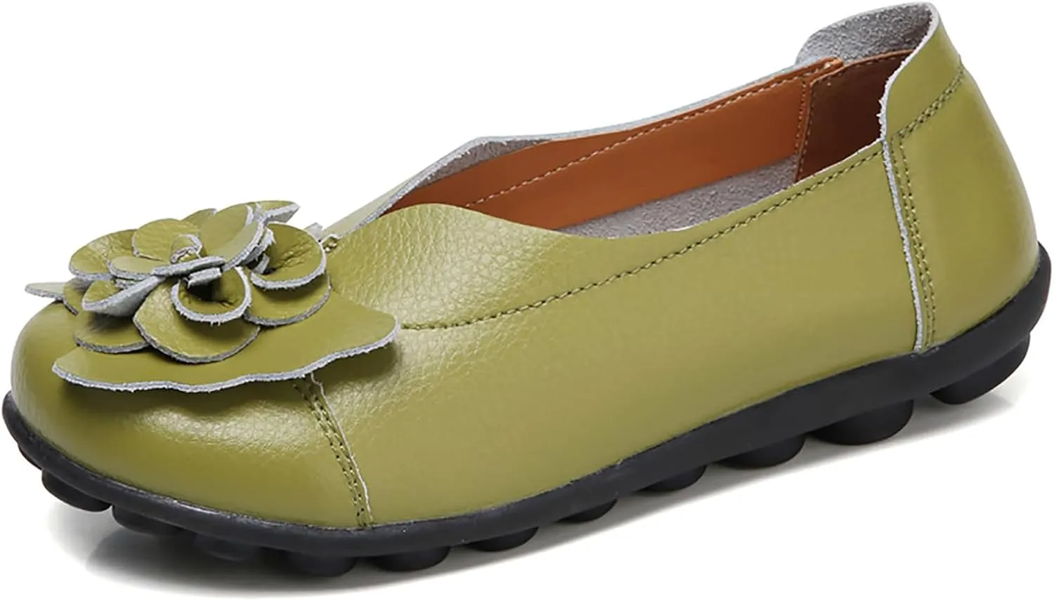 Womens Loafers Comfortable Dressy Driving Shoes Non Slip Flower Decoration Round Toe Business Casual Shoes Summer Walking Sandals Soft Soles Pump 2025 Fashion