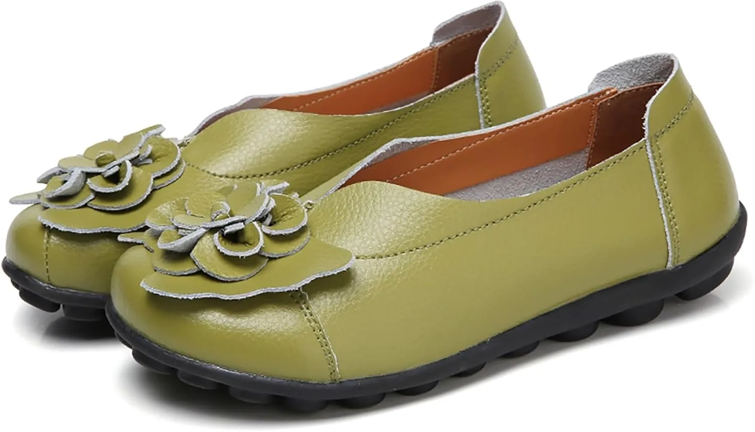 Womens Loafers Comfortable Dressy Driving Shoes Non Slip Flower Decoration Round Toe Business Casual Shoes Summer Walking Sandals Soft Soles Pump 2025 Fashion