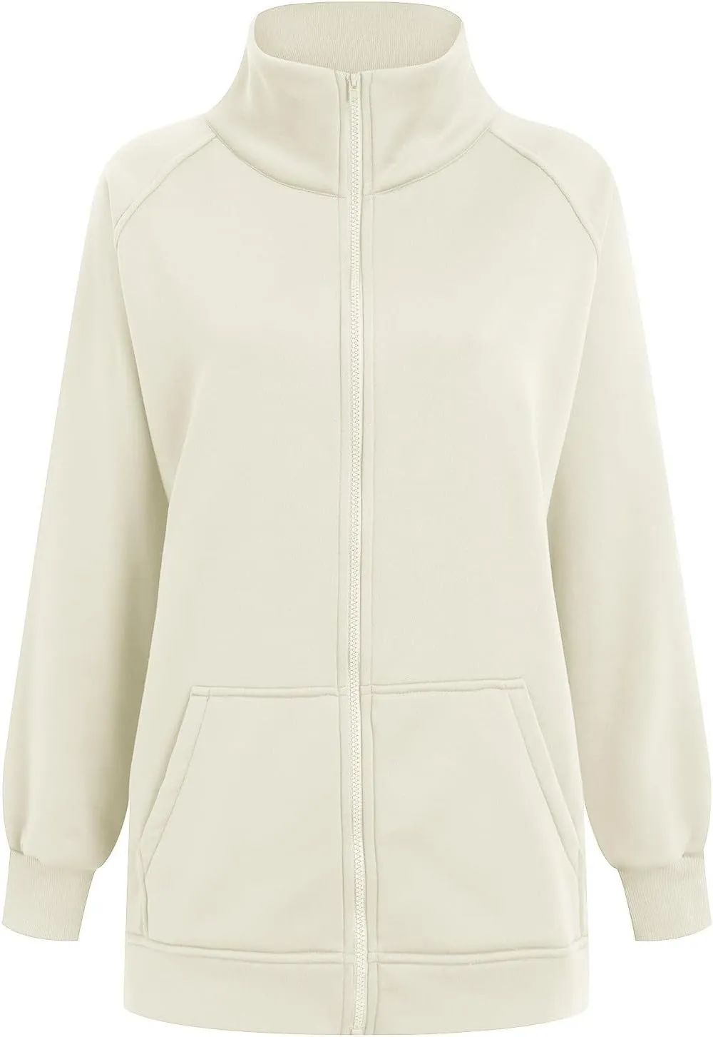 Womens Oversized Sweatshirts No Hood Long Sleeve Zipper Fleece Sweatshirt Jackets Pullovers Comfort Trendy Clothes