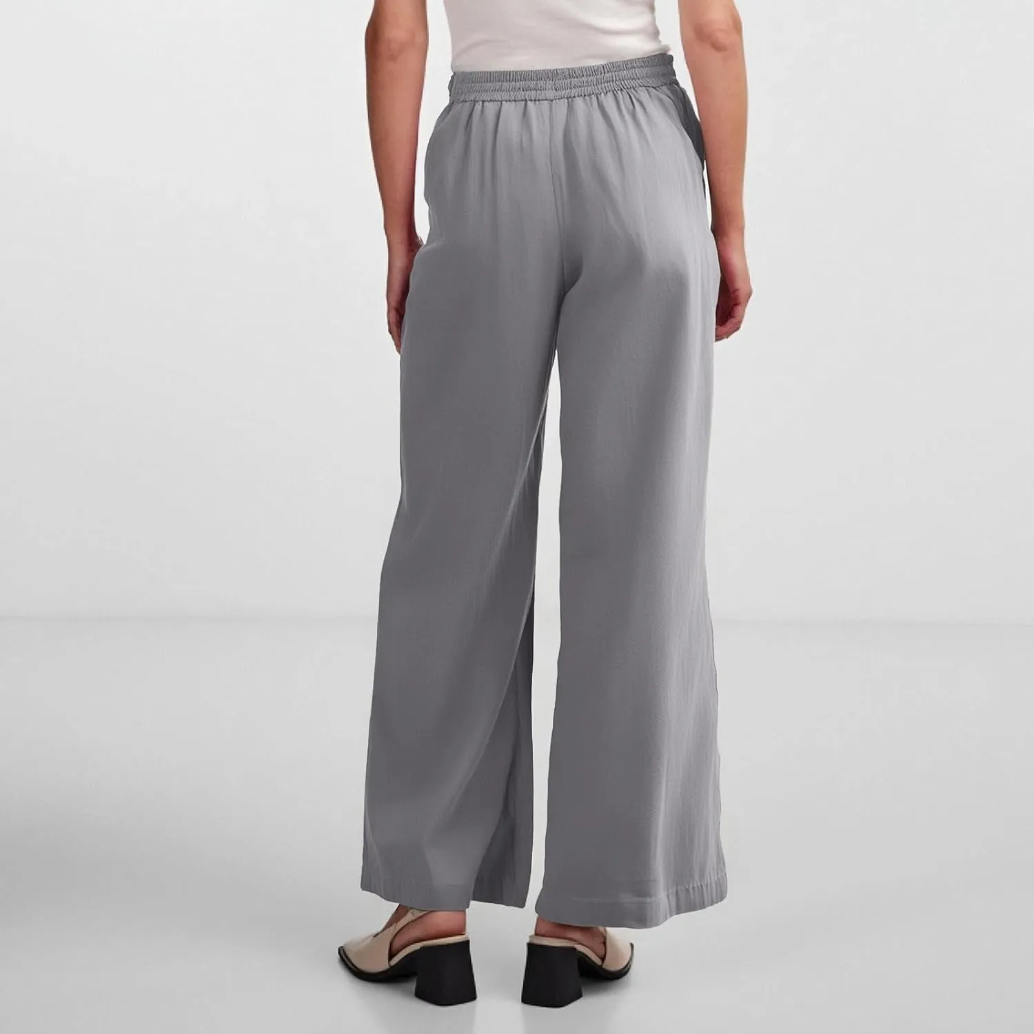 Women's Pants Flowy Long Wide Leg High Waisted Pants Casual Drawstring Pull On Beach Trousers with Pockets