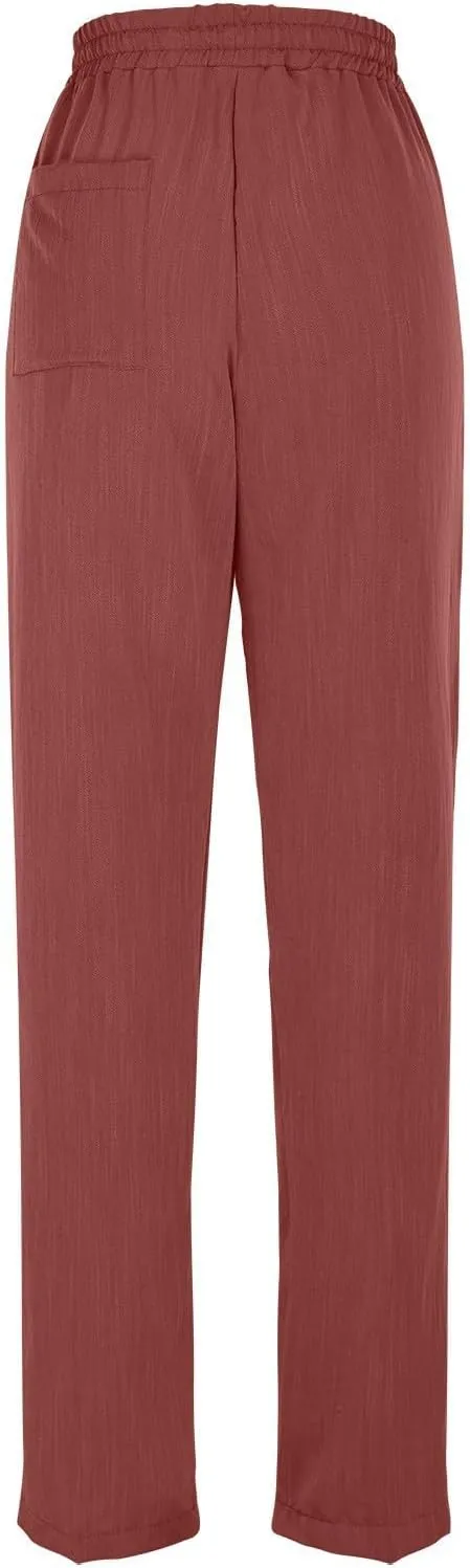 Women's Pants, Peasant Pants Linen Straight Leg Casual Drawstring Trendy Comfortable Fit