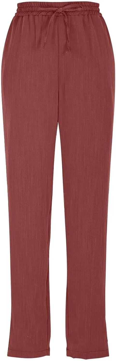 Women's Pants, Peasant Pants Linen Straight Leg Casual Drawstring Trendy Comfortable Fit