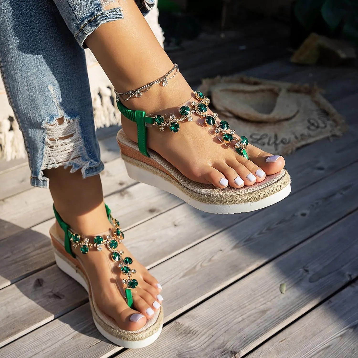 Women's Platform Wedge Sandals Wedges for Women Arch Support Soft Walking Sandal Beach Casual Slip on