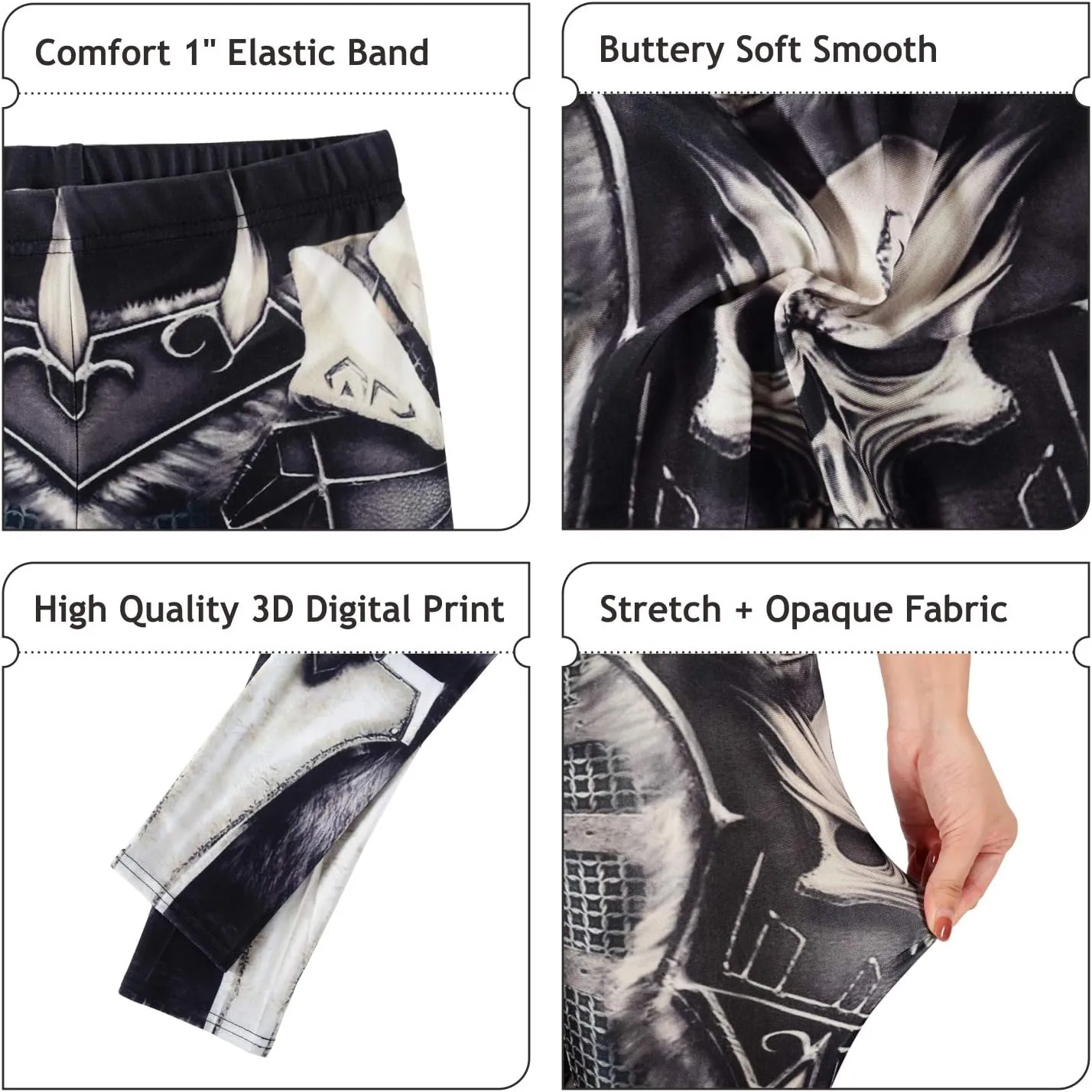 Women's Retro Punk Pioneer Warrior Print Stretch Leggings Sexy Comic Tattoo Smooth & Soft Elastic Pants - Reg, Plus