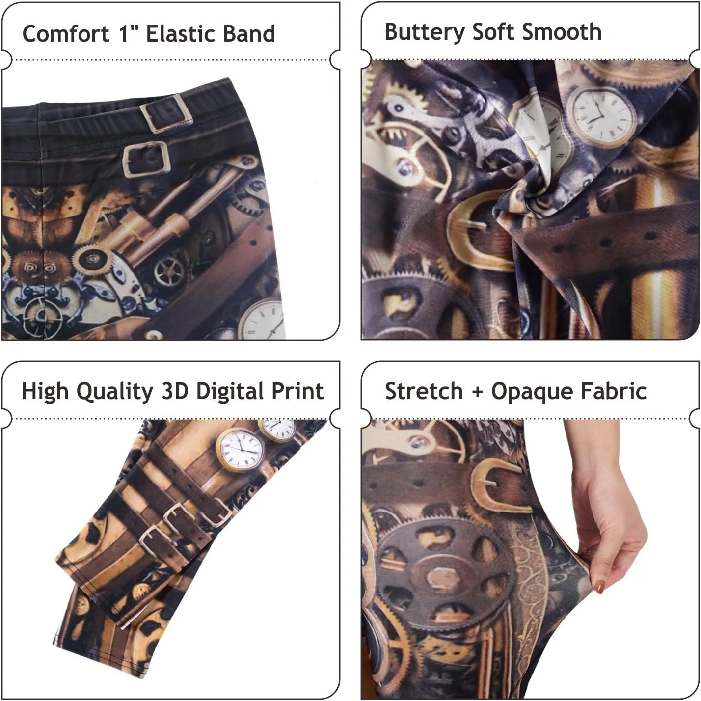 Women's Retro Punk Pioneer Warrior Print Stretch Leggings Sexy Comic Tattoo Smooth & Soft Elastic Pants - Reg, Plus
