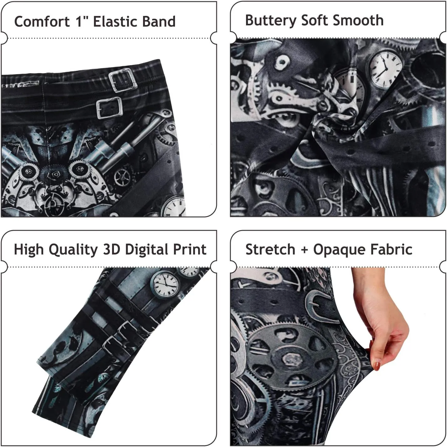 Women's Retro Punk Pioneer Warrior Print Stretch Leggings Sexy Comic Tattoo Smooth & Soft Elastic Pants - Reg, Plus