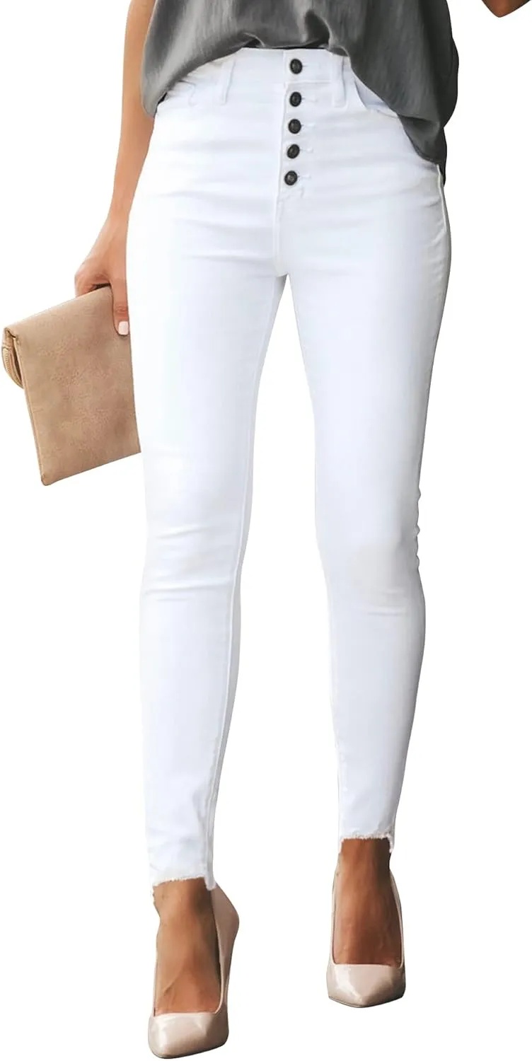 Womens Ripped Jeans Stretch Skinny Jeans for Women Butt Lifting Distressed Jeans High Waisted Denim Pants Light Blue