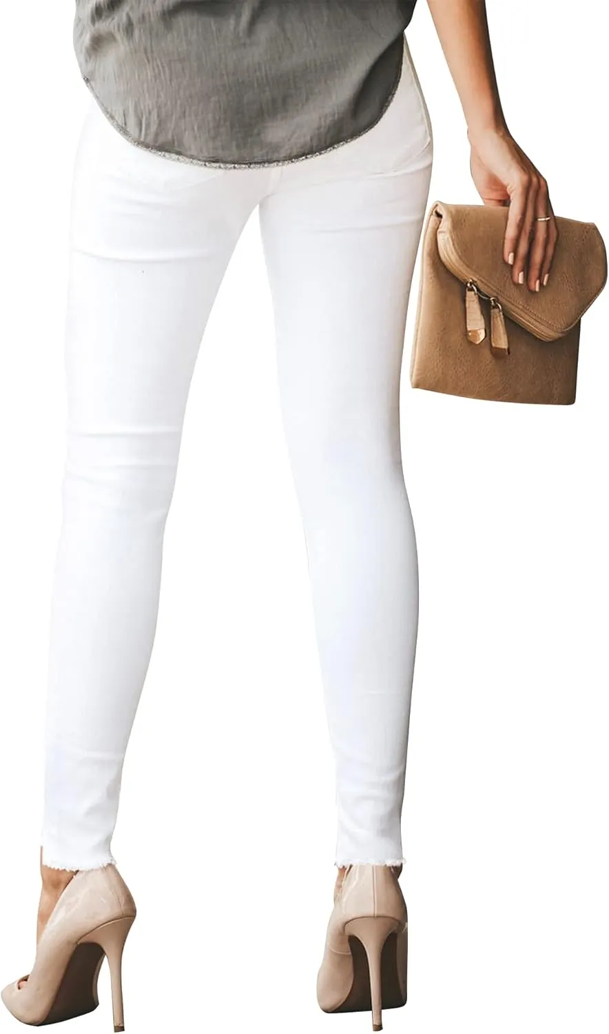 Womens Ripped Jeans Stretch Skinny Jeans for Women Butt Lifting Distressed Jeans High Waisted Denim Pants Light Blue