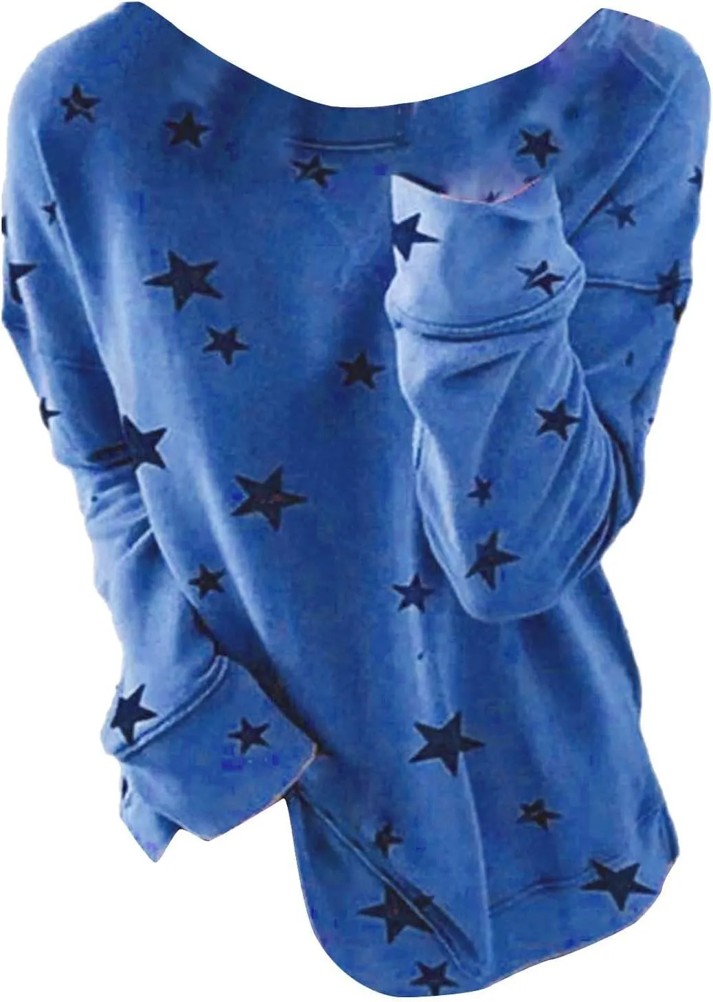 Womens Sweatshirt Crew Neck Star Graphic Pullover Tops 2024 Fall Casual Long sleeve Oversized Sweatshirt