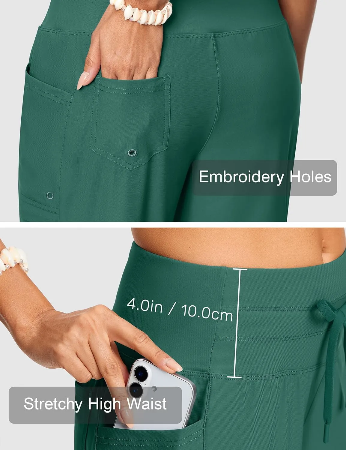 Women's Swim Capris Pants 15" High Waist Tummy Control Quick Dry UPF 50  Long Board Shorts with Liner and Pockets