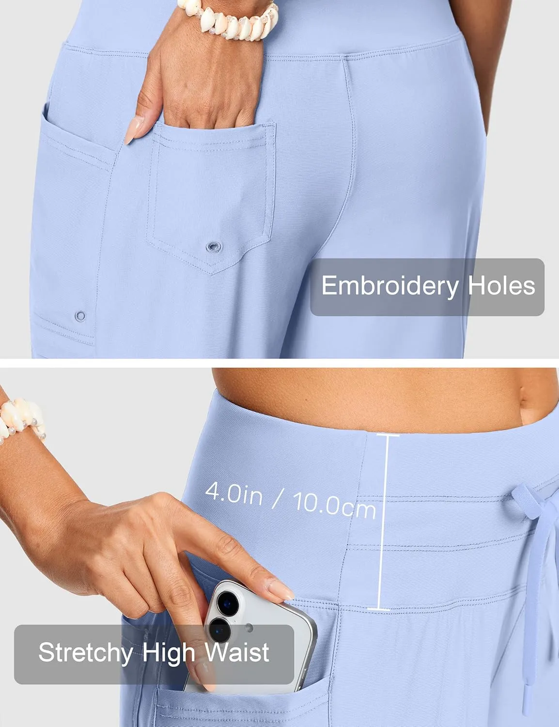 Women's Swim Capris Pants 15" High Waist Tummy Control Quick Dry UPF 50  Long Board Shorts with Liner and Pockets