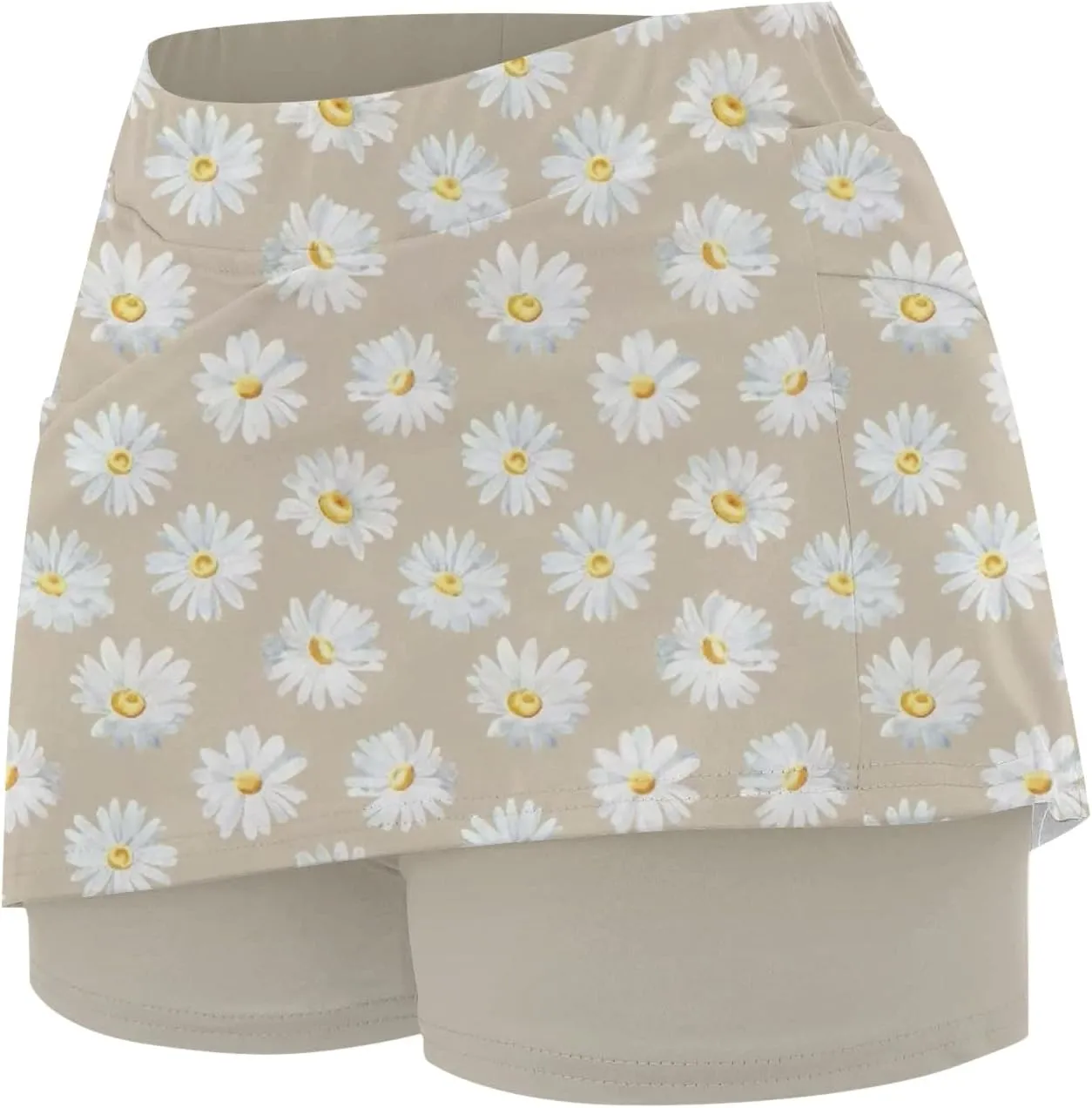 Women's Tennis Skorts Floral Print Elastic High Waisted Golf Skirt Athletic Stretchy Mini Skirts Inner Shorts