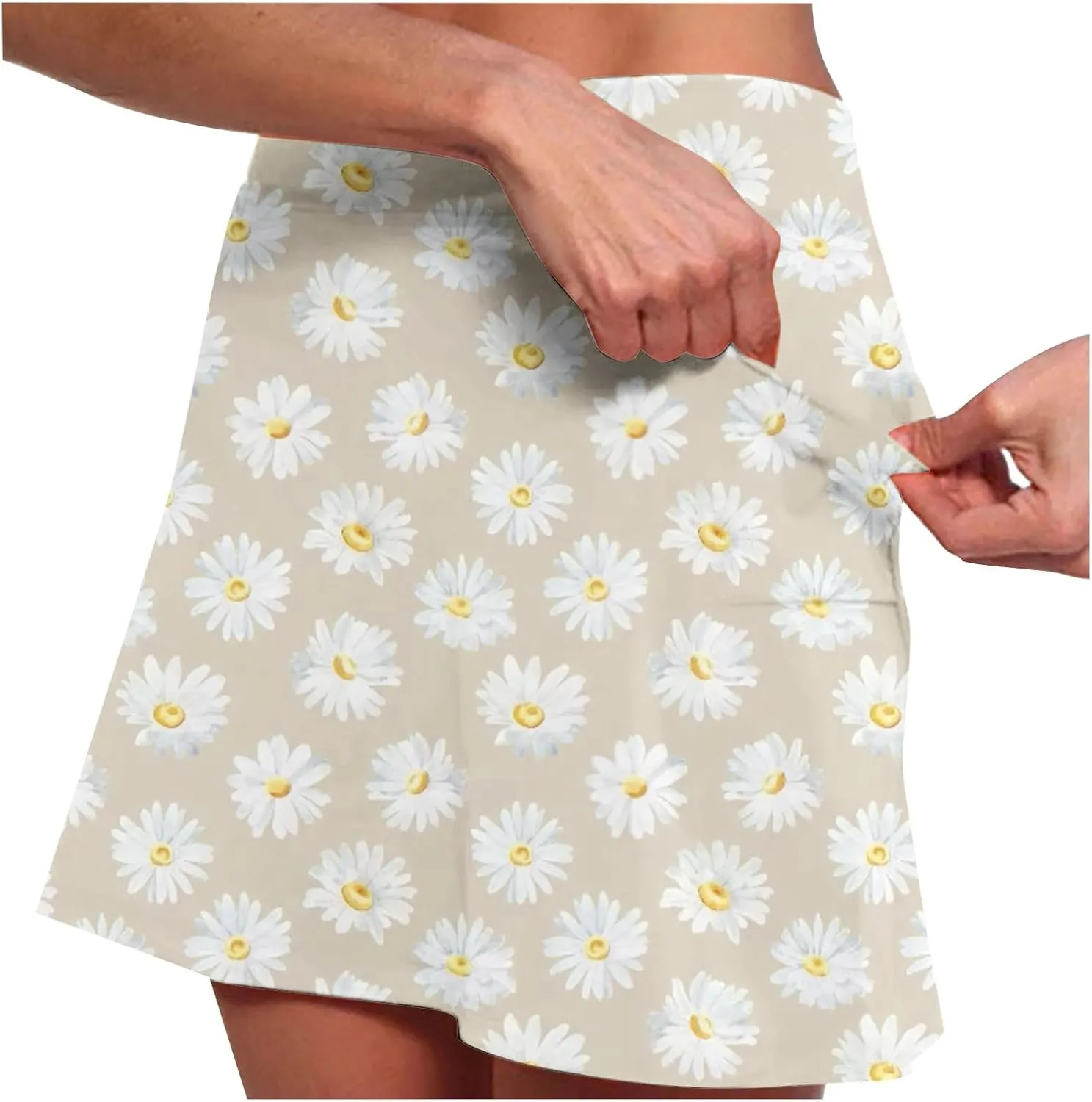 Women's Tennis Skorts Floral Print Elastic High Waisted Golf Skirt Athletic Stretchy Mini Skirts Inner Shorts