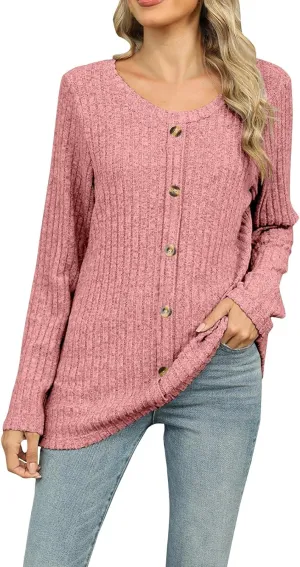 Womens V Neck Long Sleeve Shirts Casual Fall Tops Lightweight Tunic Sweaters Fashion Clothes 2024