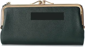 Womens wallet Luxury Long Card Holders Cow Leather Large Purse Female Clutches Money Wallets Brand Phone Purses (Dark Green)