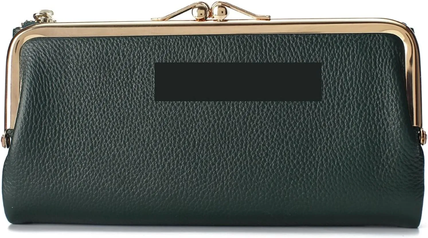 Womens wallet Luxury Long Card Holders Cow Leather Large Purse Female Clutches Money Wallets Brand Phone Purses (Dark Green)