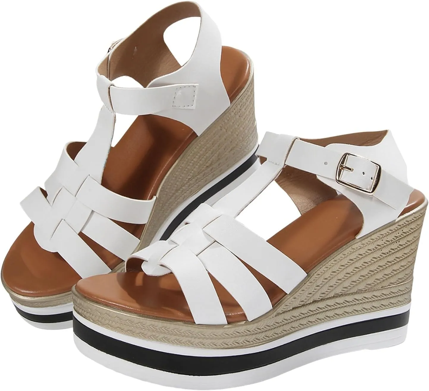 Womens Wedge Sandals Women's Platform Wedge Sandals Comfortable Casual Slip on Sandal Arch Support Beach Summer