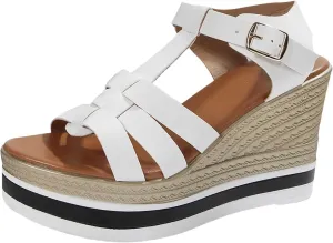 Womens Wedge Sandals Women's Platform Wedge Sandals Comfortable Casual Slip on Sandal Arch Support Beach Summer