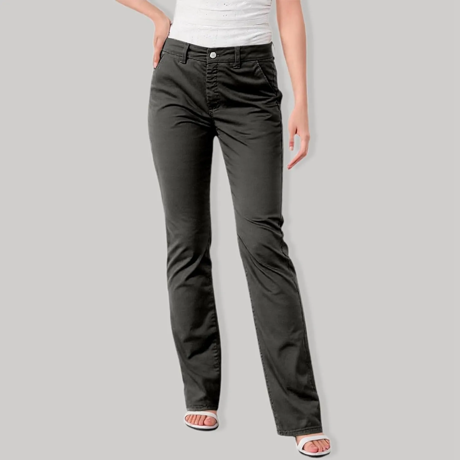 Work Pants for Women High Waist Straight Leg Stretchy Business Office Dressy Casual Trousers Slacks with Pockets