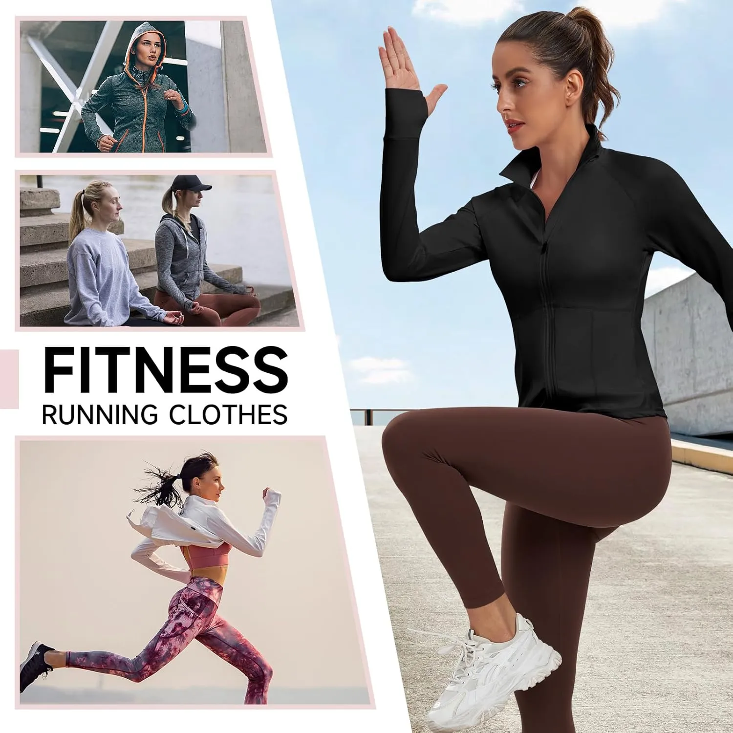 Workout Jackets for Women Zip Up Running Jackets Lightweight Sport Gym Yoga Athletic Clothes Slim Fit