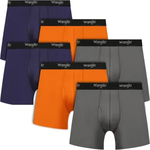 Wrangler Mesh Quick Dry Comfort Stretch Mens Boxer Briefs, Nylon-Spandex Blend, 6-Pack, Moisture-Wicking, Anti-Odor