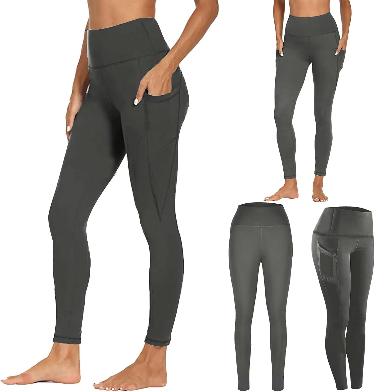 XUNRYAN Workout Leggings Women with Pockets Butt Lifting Yoga Pants High Waisted Tummy Control Tights Athletic Gym Activewear