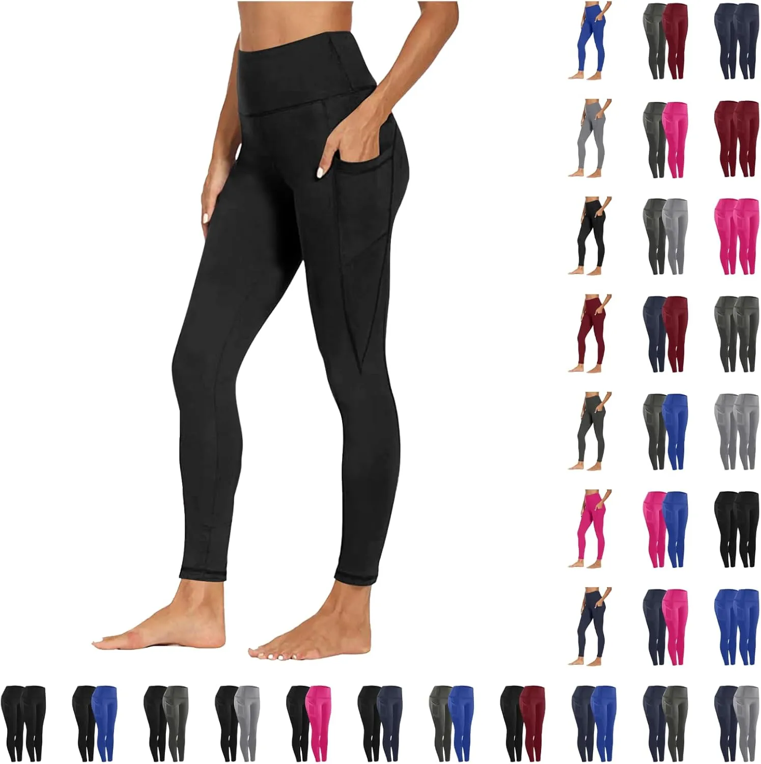 XUNRYAN Workout Leggings Women with Pockets Butt Lifting Yoga Pants High Waisted Tummy Control Tights Athletic Gym Activewear