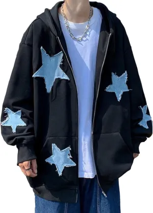 Y2k Hoodie for Women Men Star Graphic Oversized Hooded Sweatshirt Vintage Aesthetic Hoodies Grunge Streetwear