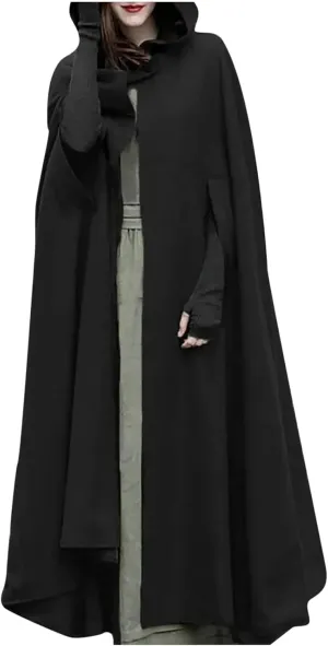 yardsong Cloak Jackets for Women 2024 Fall Winter Fashion Wool Blend Hooded Cape Poncho Cloak Coat Long Trench Coats
