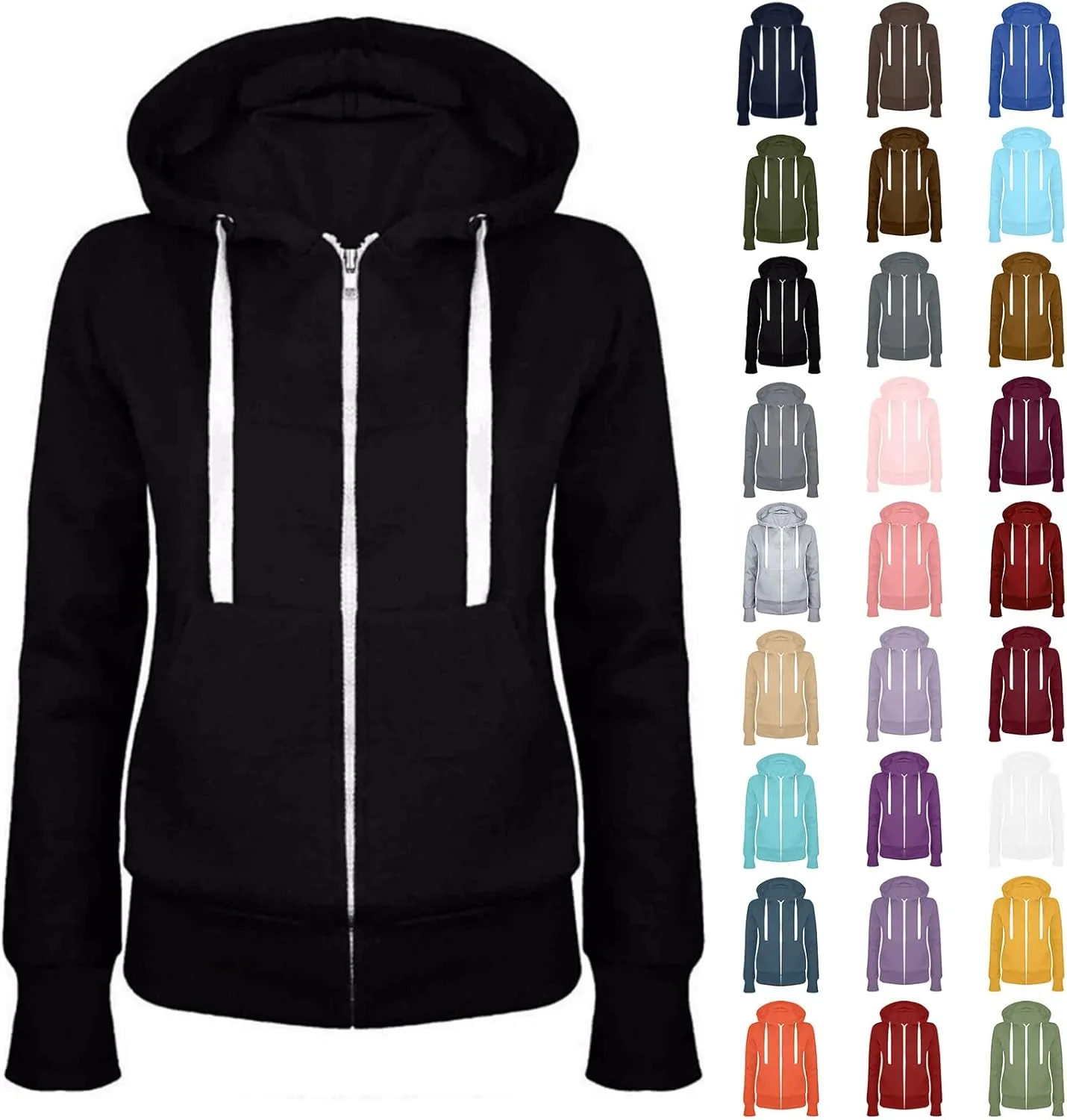 yardsong Zip Up Hoodie Women 2024 Trendy Long Sleeve Sweatshirts Casual Breathable Athletic Hooded Track Jacket with Pockets