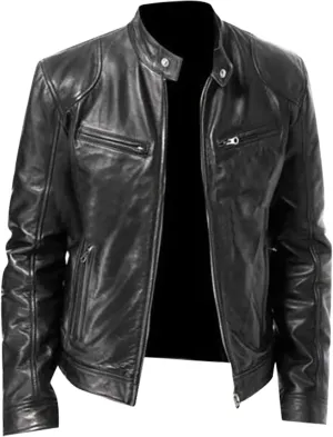 Ymosrh Fashion Jackets for Men Winter Men's Casual Solid Color Long-Sleeved Slim Leather Mens Coats Jackets Stylish