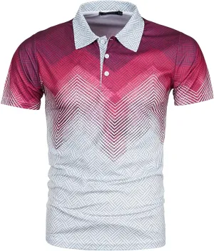 Ymosrh Men's Polo Shirts Summer Fashion Casual 3D Printing Shirt Lapel Casual Short Sleeve Top Shirts for Men, M-5XL