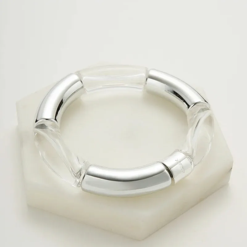Zafino | Tube Bangle - Clear/Silver