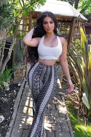 ZAFUL Women's High Waist Cut Out Ladder Bootcut Textured Flare Wide Leg Night Out Pants