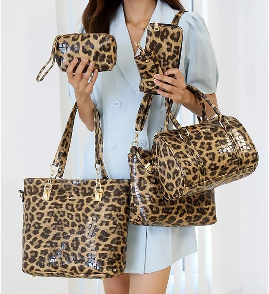ZiMing 6Pcs Handbags and Purse Set for Women PU Leather Shoulder Tote Bag Crossbody Bag Satchel Top Handle Handbag Bag Wallet