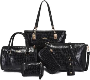 ZiMing 6Pcs Handbags and Purse Set for Women PU Leather Shoulder Tote Bag Crossbody Bag Satchel Top Handle Handbag Bag Wallet
