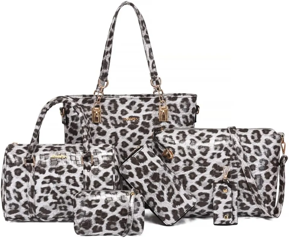 ZiMing 6Pcs Handbags and Purse Set for Women PU Leather Shoulder Tote Bag Crossbody Bag Satchel Top Handle Handbag Bag Wallet