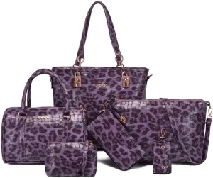 ZiMing 6Pcs Handbags and Purse Set for Women PU Leather Shoulder Tote Bag Crossbody Bag Satchel Top Handle Handbag Bag Wallet