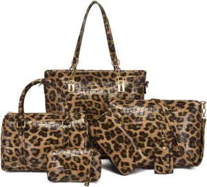 ZiMing 6Pcs Handbags and Purse Set for Women PU Leather Shoulder Tote Bag Crossbody Bag Satchel Top Handle Handbag Bag Wallet