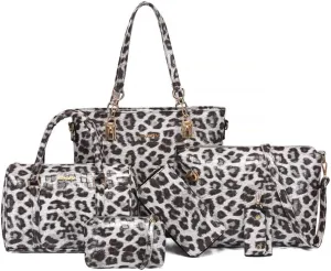 ZiMing 6Pcs Handbags and Purse Set for Women PU Leather Shoulder Tote Bag Crossbody Bag Satchel Top Handle Handbag Bag Wallet